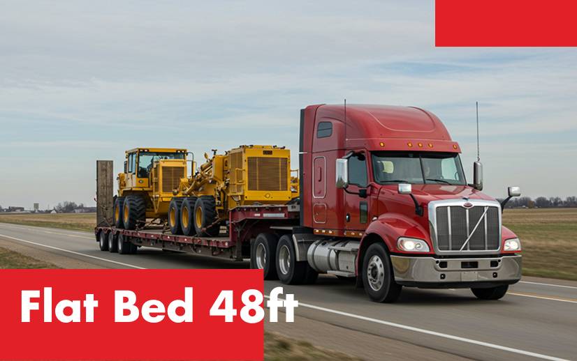 Red Flat bed truck